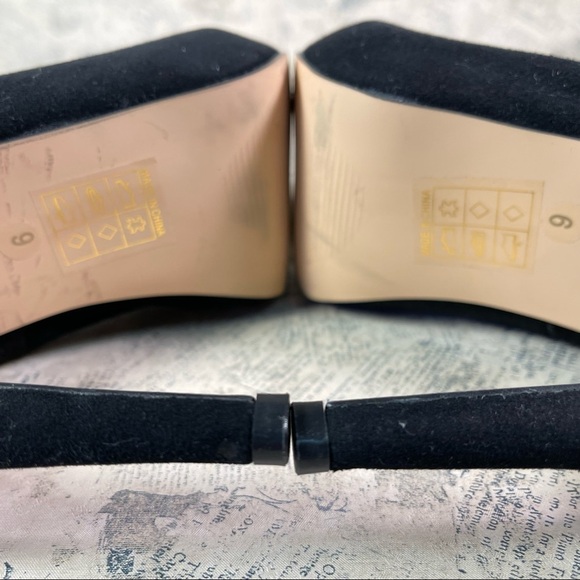 Dolce Vita Black Suede Pumps with Gold Bow Platforms - Picture 9 of 12